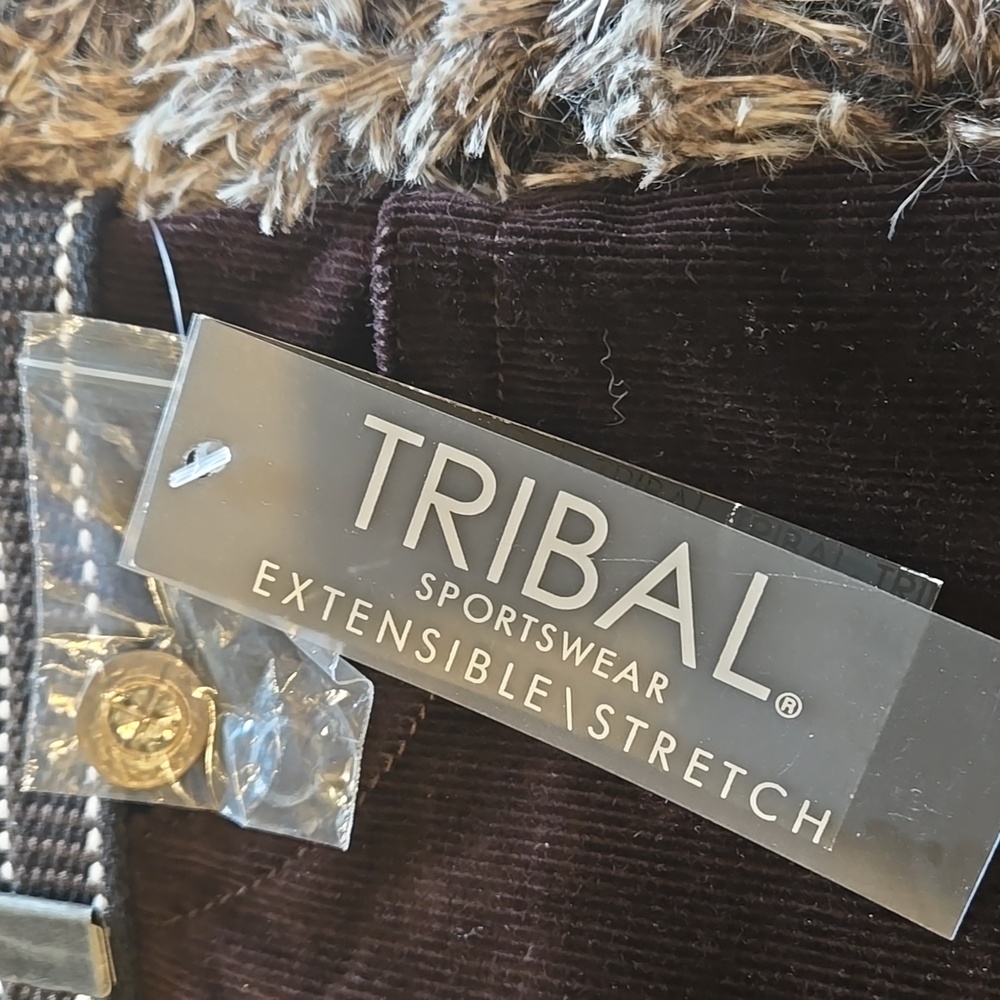 NWT Tribal Brown Corduroy Pants With Belt - Picture 4 of 5